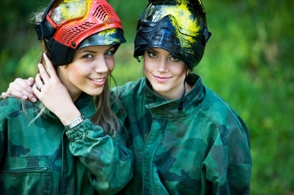 Friends play paintball